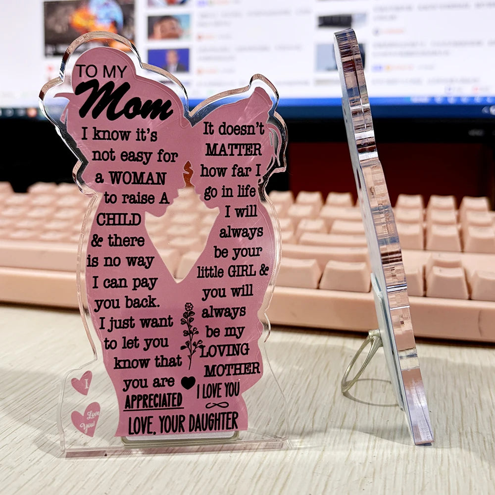 Desktop Ornament Blessing Decorations for Father's Day and Mother's Day,Gift for Daughter to Give to Mom & Dad With Bracket