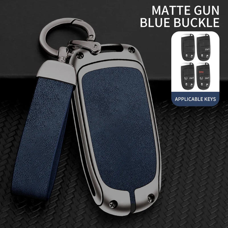 Metal Leather Car Key Cover Case Fob for Jeep Renegade Compass Grand Cherokee for Chrysler 300C Wrangler Dodge Car Accessaries