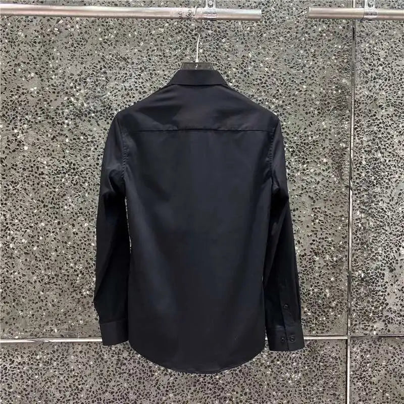 Rhinestones Shirts Mens Luxury Top Diamond Men's Shirt Long Mouw Slim Casual Shirt Black Animal Horse Shirt Social Camisa Hombre