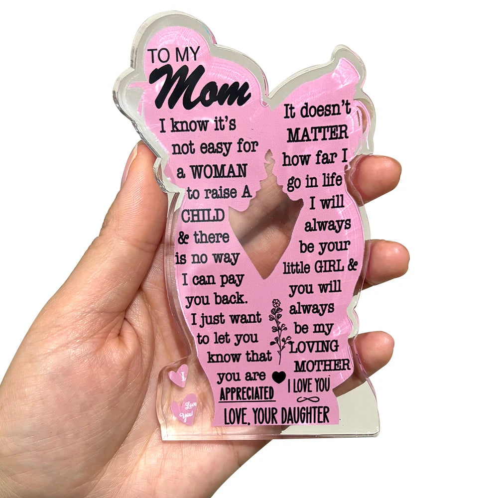 Desktop Ornament Blessing Decorations for Father's Day and Mother's Day,Gift for Daughter to Give to Mom & Dad With Bracket