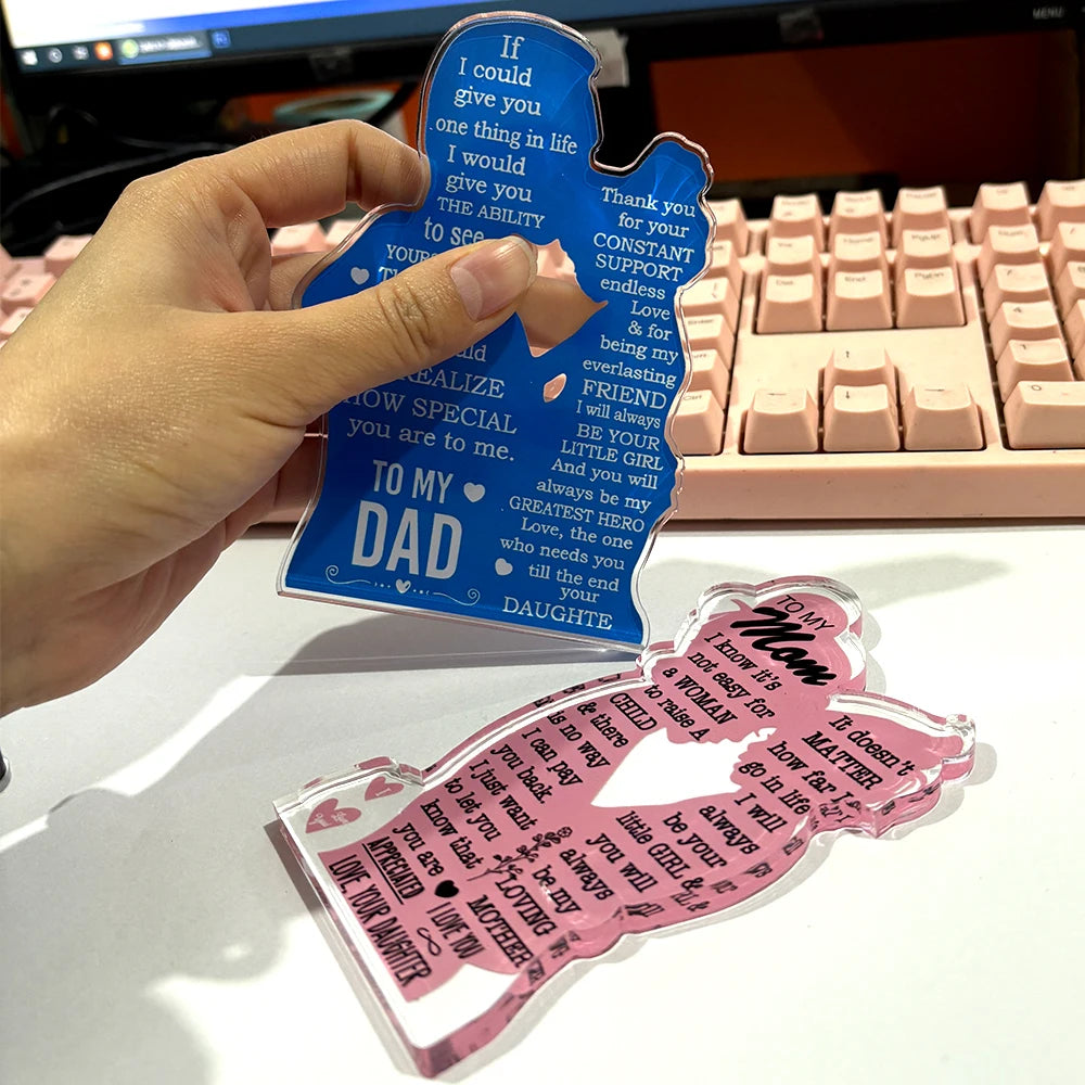Desktop Ornament Blessing Decorations for Father's Day and Mother's Day,Gift for Daughter to Give to Mom & Dad With Bracket