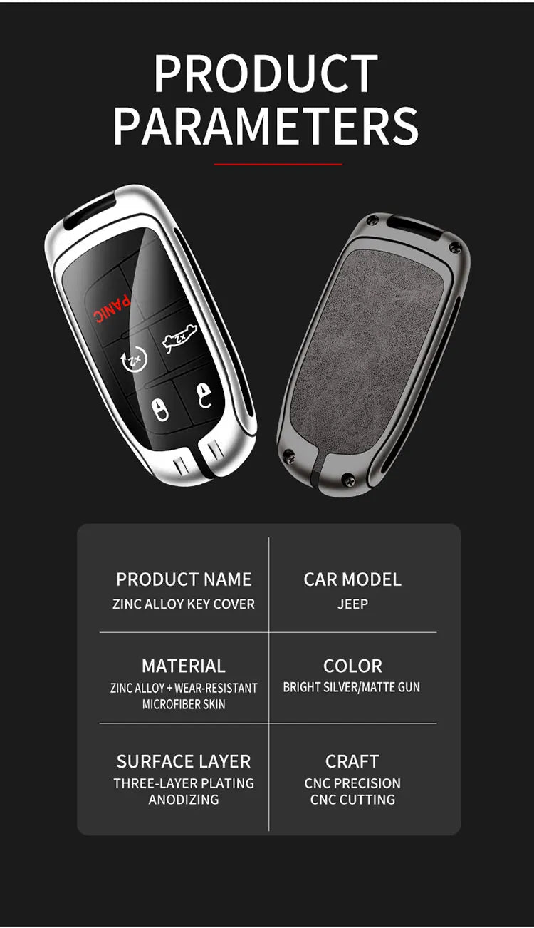 Metal Leather Car Key Cover Case Fob for Jeep Renegade Compass Grand Cherokee for Chrysler 300C Wrangler Dodge Car Accessaries