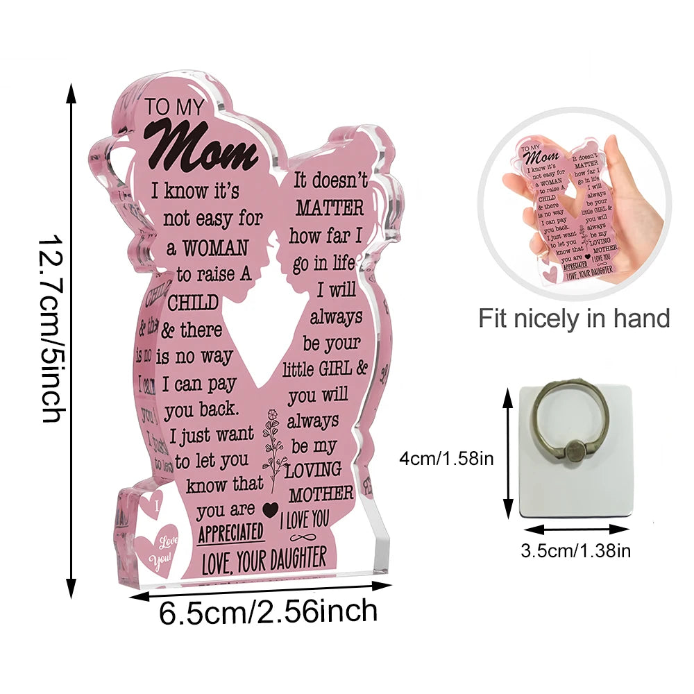 Desktop Ornament Blessing Decorations for Father's Day and Mother's Day,Gift for Daughter to Give to Mom & Dad With Bracket
