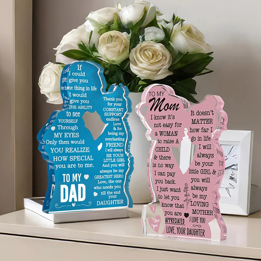 Desktop Ornament Blessing Decorations for Father's Day and Mother's Day,Gift for Daughter to Give to Mom & Dad With Bracket