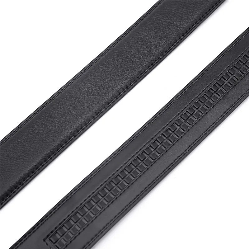 Men's Belt Genuine Leather Belts For Male Cowhide Strap Ratchet Golden Color Automatic Buckle Luxury Brand High Quality Fashion
