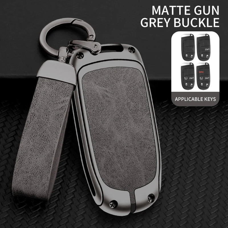 Metal Leather Car Key Cover Case Fob for Jeep Renegade Compass Grand Cherokee for Chrysler 300C Wrangler Dodge Car Accessaries