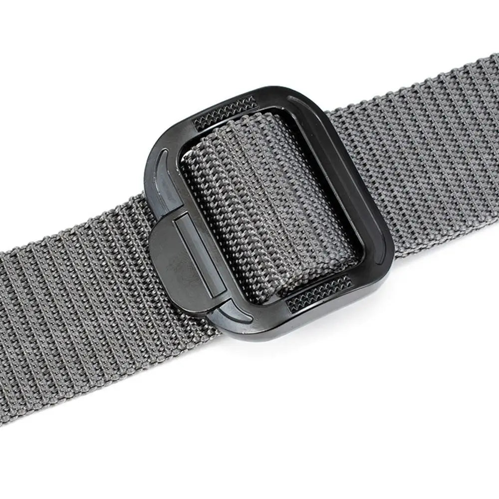 Nylon Unisex Free Size 3.8cm Wide Nylon Belt Tactical Belt Men's Belt Alloy Button Waistband Outdoor Belt