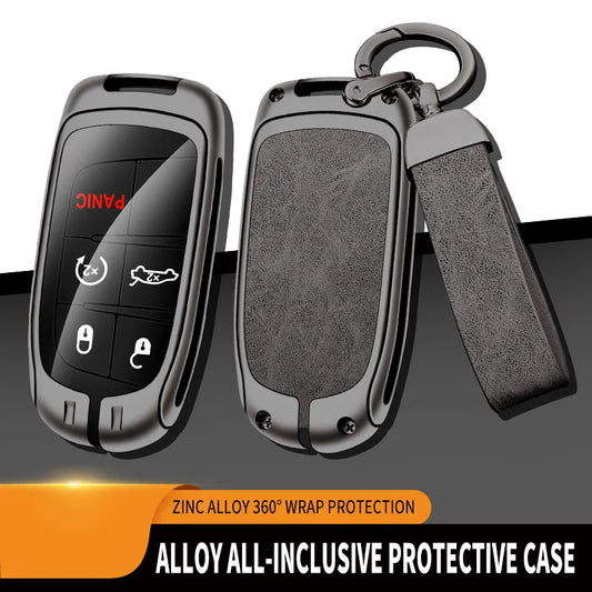 Metal Leather Car Key Cover Case Fob for Jeep Renegade Compass Grand Cherokee for Chrysler 300C Wrangler Dodge Car Accessaries